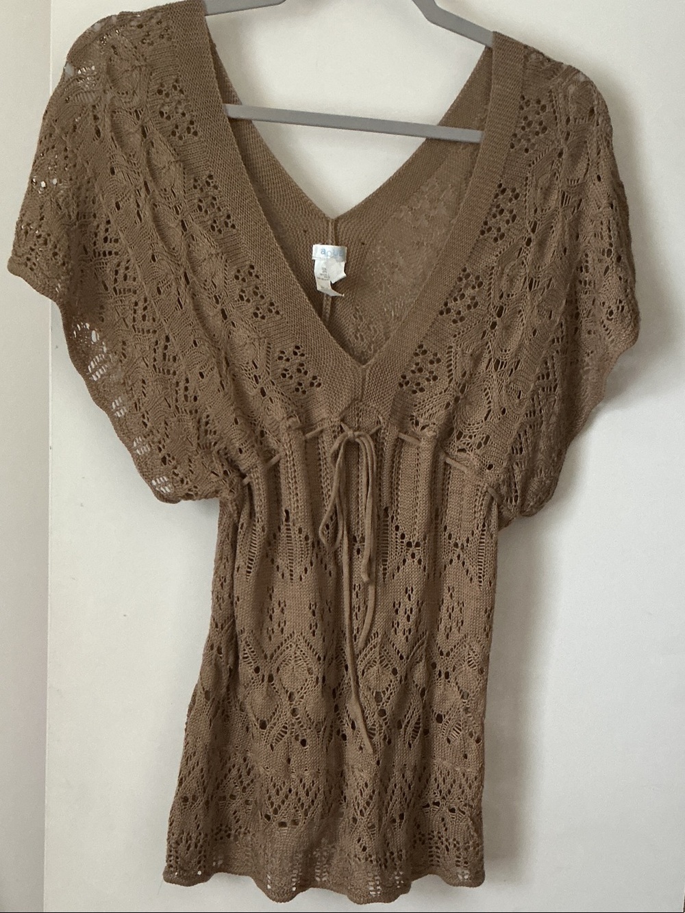 Women’s Brown Crochet Swim Cover-Up Tunic by AQUA